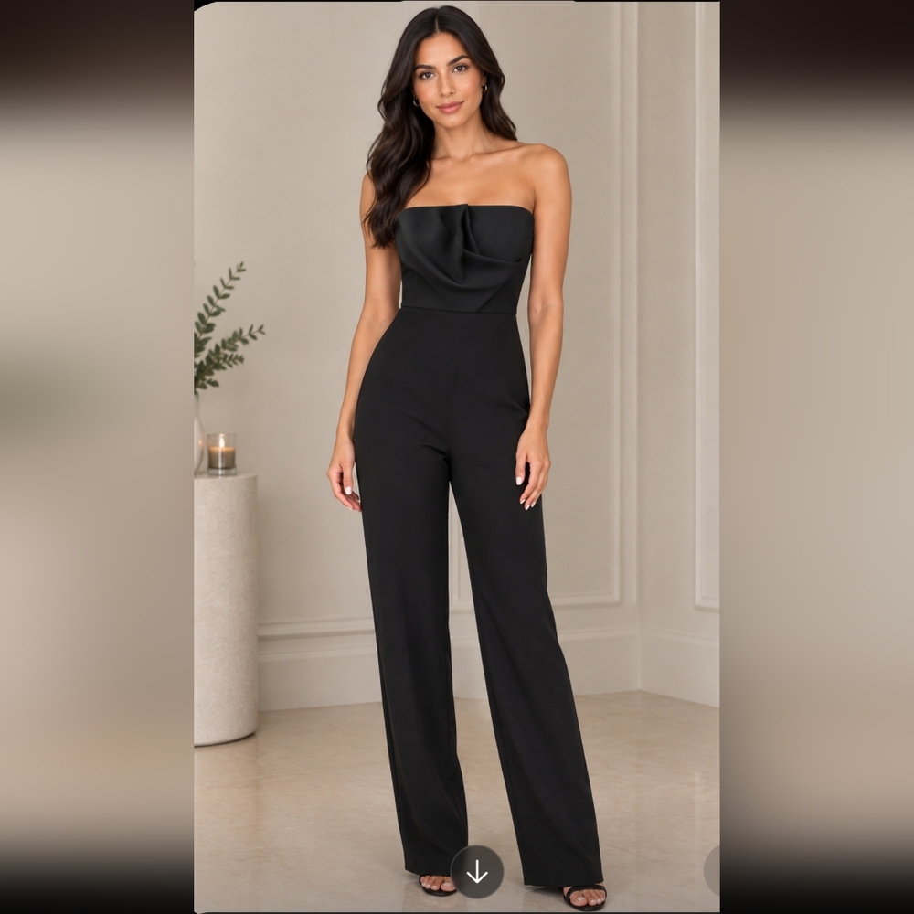JAY GODFREY SIZE 6 Elegant Black Strapless Jumpsuit